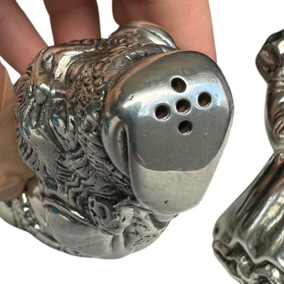 Vintage Pewter Kirk Stieff Williamsburg Christmas Santa Salt And Pepper Shakers - Picture 7 of 14